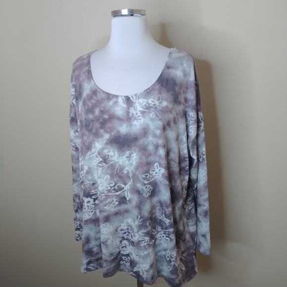 J Jill Pure Jill Floral Shirt Long Sleeve Tee Boxy - Picture 4 of 10